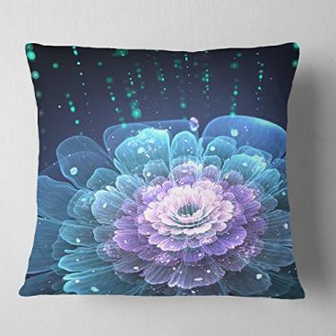 Imagem de Designart Fractal Flower with Water Drops' Throw Floral Sala de estar, sofá, enchimento de almofada + capa de almofada impressa em ambos os lados 66 x 66 cm