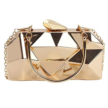 Imagem de Van Caro Bolsa feminina de metal clutch geométrica com corrente de diamante, 6315 Ouro, One Size