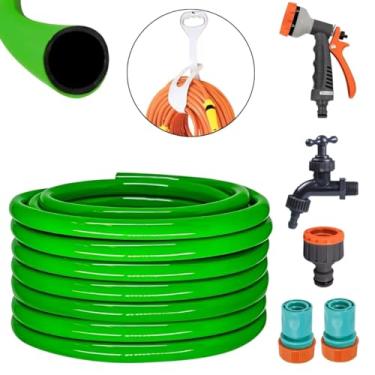 Imagem de Mangueira 10m Metros + Suporte Alça + Hidropistola + Engate Rapido + Bico Engate Rápido + Torneira