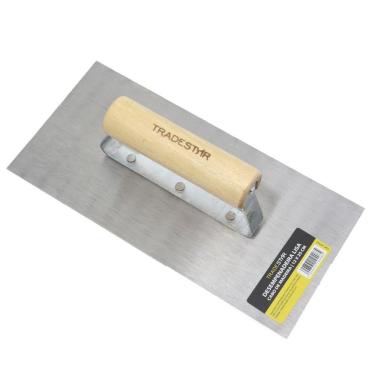 Imagem de Desempenadeira Aço Lisa 12 X 25 Cm Cabo Madeira Tradestar