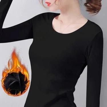 Imagem de Camisola Térmica Feminina De Inverno Com Gola Alta E Manga Longa, Pulô