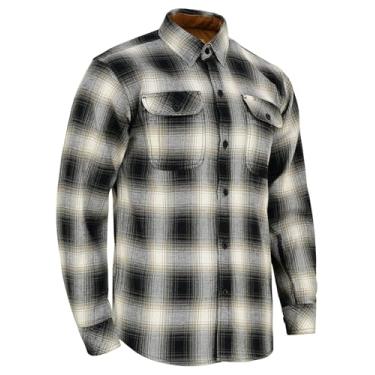 Imagem de Camisa masculina de flanela xadrez de manga comprida com botões casuais, para homens, 100% algodão, punhos de veludo cotelê, Timberwolf, XXG