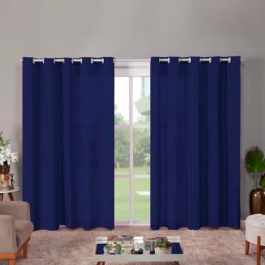 Imagem de Cortina Roma Premium para Sala e Quarto, 3,00x2,20m, Poliéster, Decorativa, Estampada (MARINHO)