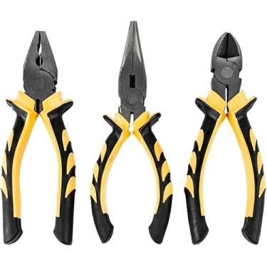 Imagem de Kit 3 Alicates Profissionais Universal Bico Meia Cana Corte Diagonal Reparos Domésticos Ferramentas Manuais de Precisão em Aço Reforçado Multifuncional Ideal para Eletricista