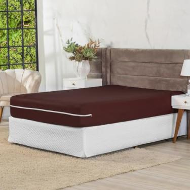 Imagem de Capa Protetora Para ColchãO Casal Queen/King - Com ZíPer Completo E Malha RespiráVel - Protetor ImpermeáVel E AntiáCaros(Tabaco,Solteiro)