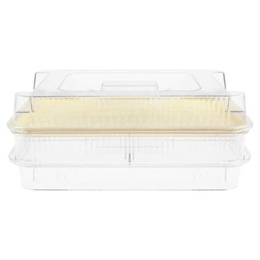 Imagem de Bandeja de servir gelo de frutas com 3 camadas, bandejas de servir geladas para festas, travessa de festa gelada de 33 cm, travessa de aperitivo com tampa e 4 compartimentos, prato de coquetel de