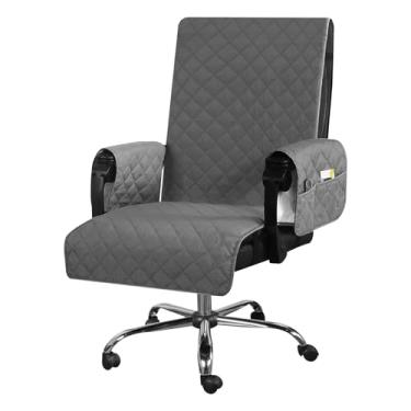 Imagem de Capa para cadeira de escritório com apoio de braço, capa macia para cadeira de escritório, capa protetora para cadeira de mesa de computador com fivela antiderrapante, capa de assento de escritório à