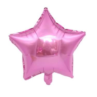 Imagem de Kit 10 Balão Estrela Metalizado 18" (45cm) Foil – Diversas Cores – Decoração de Festa, Aniversário, Casamento, Formatura, Chá Revelação, Eventos, Balão Hélio ou Ar (rosa chiclete)