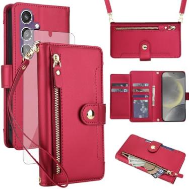 Imagem de Asuwish Capa de celular para Samsung Galaxy S24/S25 5G carteira com zíper, com protetor de tela de vidro temperado e alça transversal, suporte para cartão de crédito S 24 24S 25 25S G5 SM-S931U