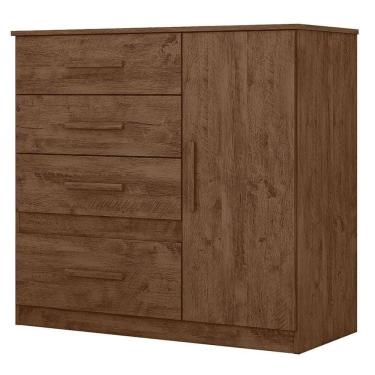 Imagem de Comoda Venus 4 Gavetas 1 Porta 98 Cm Castanho Wood Flex Moval