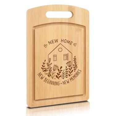 Imagem de Joeyan Presentes de aquecimento de casa, nova casa, tábua de corte de bambu gravada, presentes de inauguração de casa, presente personalizado para casa nova, primeiro apartamento, donas de casa