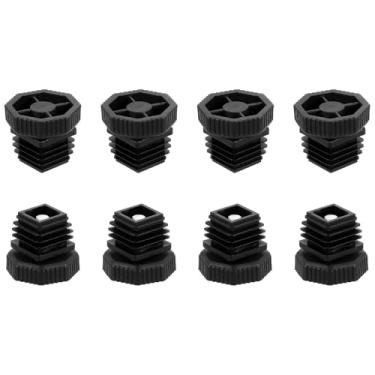 Imagem de DTGN Pés niveladores ajustáveis de 25 x 25 mm (CxL) - Conjunto de 8 - Bom para móveis - Kit de inserção quadrada para móveis - Preto