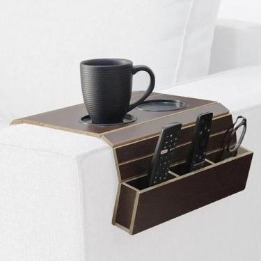 Imagem de Kit Bandeja Esteira para Braço de Sofá com Porta Copos e Controle - Go