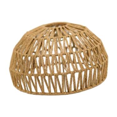 Imagem de Generic Lâmpada pingente de tecido abajur vintage rattan trançado lustre abajur capa de luz para sala de estar quarto hotel restaurante, 30 x 17 cm