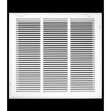 Imagem de Grade de filtro de ar de retorno de aço de 45,7 x 40,64 cm para filtro de 2,54 cm - abas de plástico fáceis para rosto/porta removíveis - Capa para dutos HVAC - Face plana estampada - Branco [Dimensões externas: 45,75 W X 17,75 h]