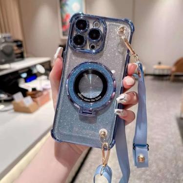 Imagem de Capa com cordão de glitter à prova de choque para Samsung Galaxy S24 S23 S22 S21 S20 FE Note 20 Ultra Plus com suporte de telefone revestido, 1, para Samsung S24FE