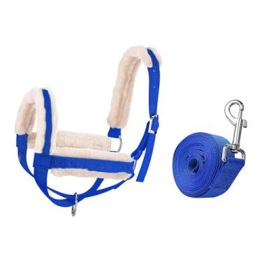 Imagem de YIJU Cabresto de vaca com corda de guia ajustável celeiro essencial fornecimento rédea de touro para bois, Blue L