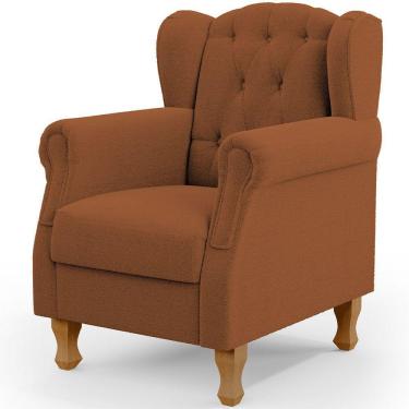 Imagem de Poltrona Decorativa Para Sala de Estar Yara P02 Bouclê Terracota - Lyam Decor