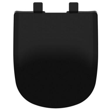 Imagem de Assento Sanitário Icasa Etna Convencional Preto  Tampa Vaso Quadrado A