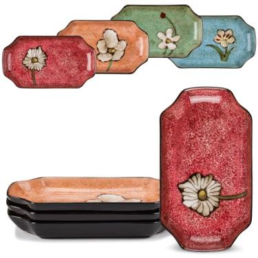 Imagem de Soyestan Travessas de cerâmica para servir de fazenda de 28 cm, conjunto de 4, para servir aperitivos, saladas, sobremesas, fornos de micro-ondas e fornos (4 cores, 28 cm, conjunto de 4)