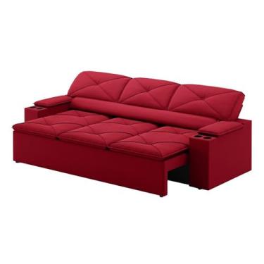 Imagem de Sofá Reclinável e Retrátil Pop 3 Lugares Vermelho Velosuede Netsofas
