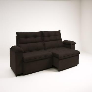 Imagem de Sofá Compacto, Prático e Versátil 2 Lugares Reclinável e Retrátil Bel Veludo LIMOV Perfeito para Salas Pequenas (Marrom)
