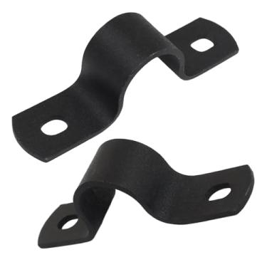 Imagem de Kemcatui 12 peças de correia de tubo preta, braçadeira de tubo de metal de 1/2 polegada braçadeira de conduíte rígida, suporte em U de 2 furos para fixação de tubos/encanadores (diâmetro interno: 2 cm