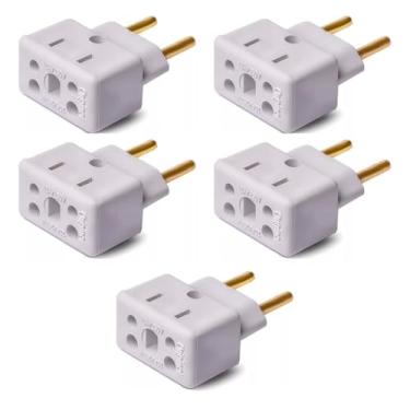 Imagem de Adaptador tomada universal, beijamim, kit com 5,10A 20A, conversor pino grosso, para microondas, airfryer, secador e chapinha.