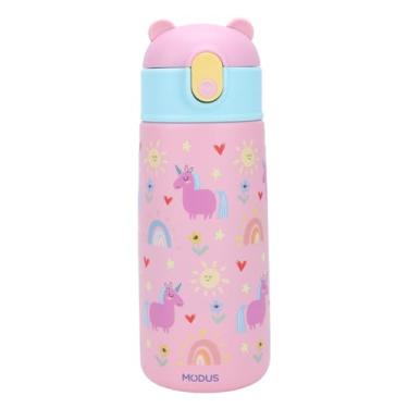 Imagem de Garrafa Térmica Infantil - 500mL, Parede Dupla Livre de BPA, Anti Vazamento, com Canudo Silicone (Rosa)