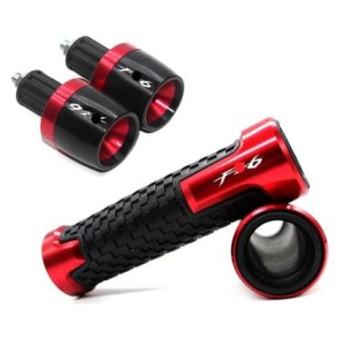 Imagem de 22 mm 7/20.3 cm Punhos de mão para guidão de borracha, tampão de barra, tampões de extremidade para motocicleta, compatível com FZ6 FA&zer FAZER600 FZ6S FZ6N FZ6S2 FZ6(vermelho)
