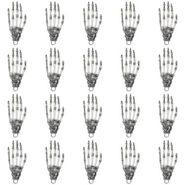 Imagem de Shapenty Acessórios de pingente de garra de mão de caveira de esqueleto de metal punk garra de osso de terror para decoração de festa de Halloween projeto de artesanato colar brincos pingente chaveiro