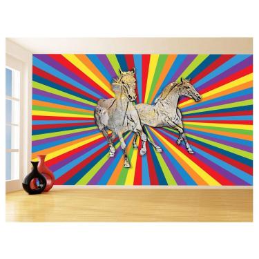 Imagem de Papel De Parede Animais Pop Art Cavalos Cores 3,5M Pxa365
