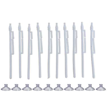 Imagem de Kit 10 Mini Haste Suporte Branco P/Bandeira Brasil C/Ventosa