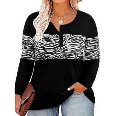 Imagem de As melhores camisas Henley de manga comprida CARCOS Plus Size para mul