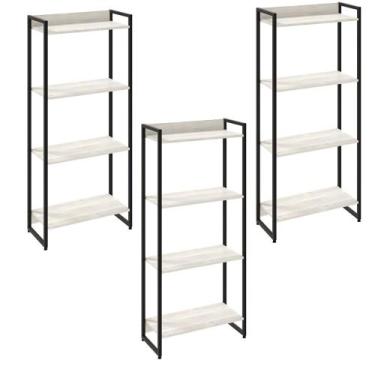 Imagem de Kit 3 Estantes Multiuso Escritório Industrial 4 Prateleiras Areta 145x