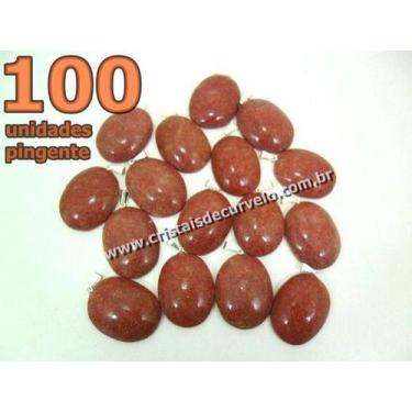 Imagem de 100 Pingentes Cabochão de Quartzo Vermelho Natural com Pino em Banho d