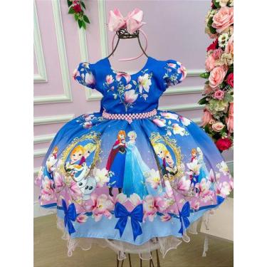 Imagem de Vestido Infantil Temático Frozen Florido com Laço - Fabuloso Ateliê, 2