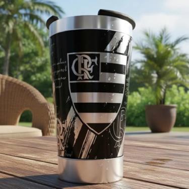 Imagem de COPO TERMICO COM TAMPA PRETO FLAMENGO 473ML