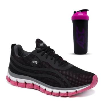 Imagem de Tênis Feminino Ascension + Coqueteleira – Leve, Macio e Confortável para Caminhada, Corrida, Academia e Uso Diário | Estilo Esportivo e Urbano (Preto e Pink, BR, Adulto, Numérico, 37)