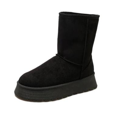 Imagem de Botas de Neve de Inverno Femininas - Cano Alto, Sola Grossa e Forro de