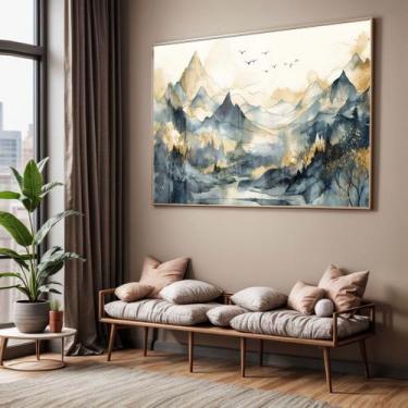 Imagem de Quadro com Moldura e Acrilico Cristal Vidro Sala Quarto Paisagem Abstr