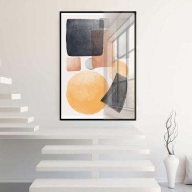 Imagem de Quadro Decorativo com Moldura e Acrilico Cristal Vidro Abstrato Geomêt