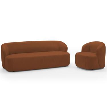 Imagem de Sofá 2 Lugares 170cm Com Poltrona Giratória Orgânica Heidy F04 Veludo 