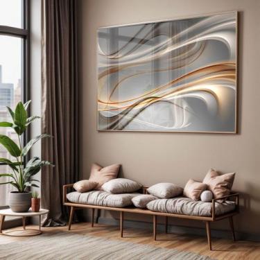 Imagem de Quadro com Moldura e Acrilico Cristal Vidro Sala Quarto Abstrato Arte 