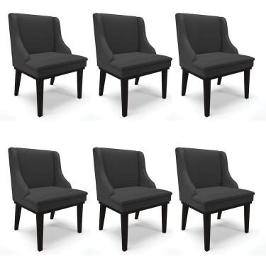 Imagem de Kit 06 Cadeiras de Jantar Liz Corino Preto Base Fixa Madeira Preto - D'Rossi