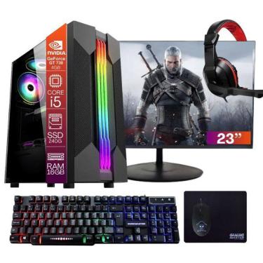 Imagem de Computador PC Gamer Completo TOB Core i5 SSD 240GB 16GB VGA GT730 4GB Windows 10 Pro Trial + Teclado/Mouse + Mouse Pad + Headset + Monitor 23