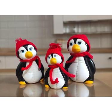 Imagem de Trio De Pinguim Enfeite De Geladeira com touca - Decore Casa