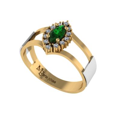 Imagem de Anel Formatura medicina  Ouro 18K Aro Duplo Navete