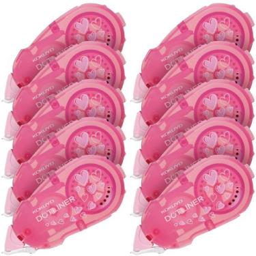 Imagem de Recarga de fita adesiva KOKUYO Dotliner, pacote com 10 corações rosa