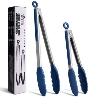 Imagem de Pinças de cozinha HOTEC Premium em aço inoxidável com pontas de silico